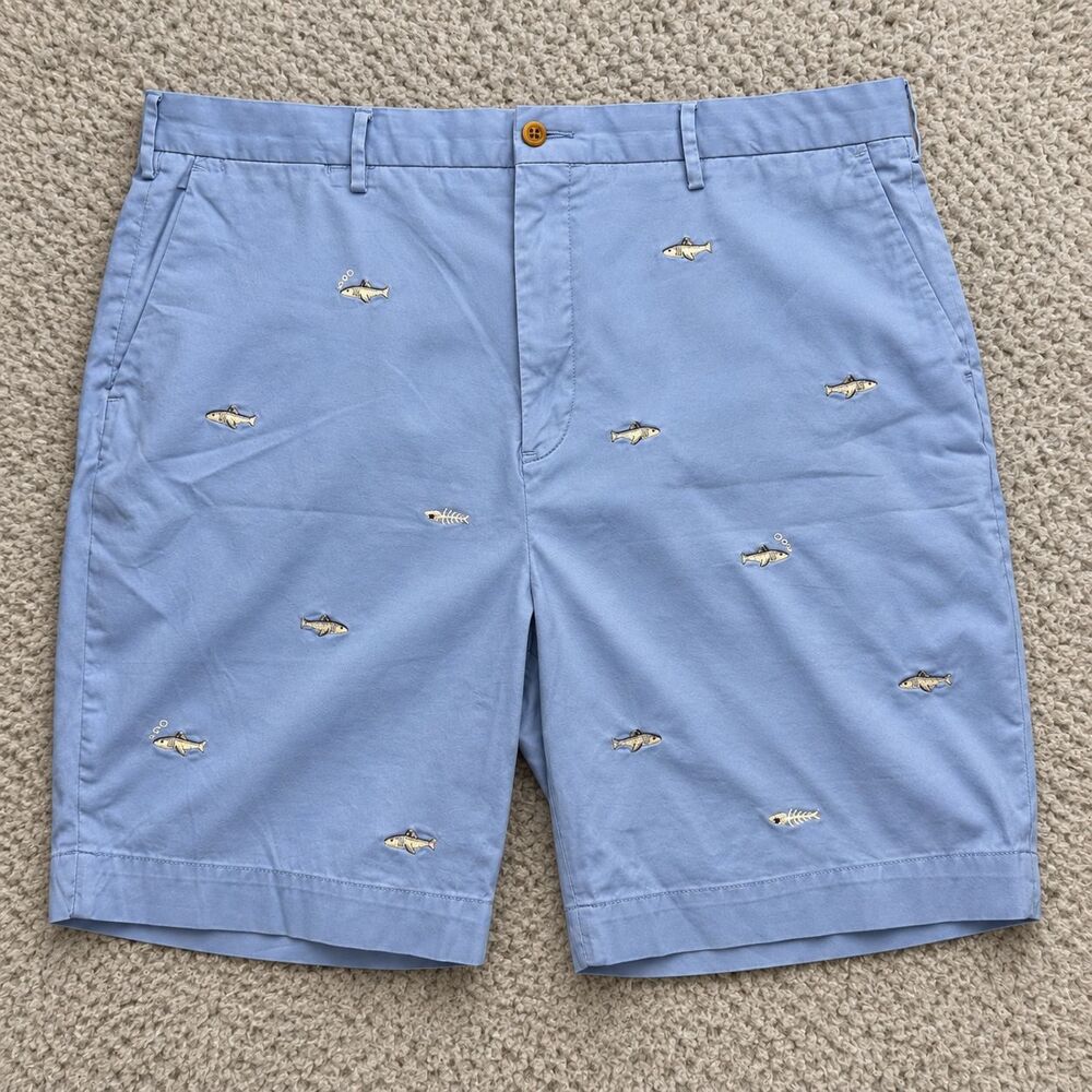 Polo Ralph Lauren Mens Blue Shark Embroidered Stretch Classic Fit Shorts Size 40